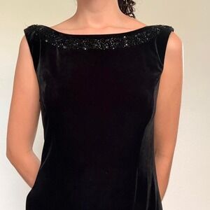 Y2K Black Velvet Beaded Maxi Dress